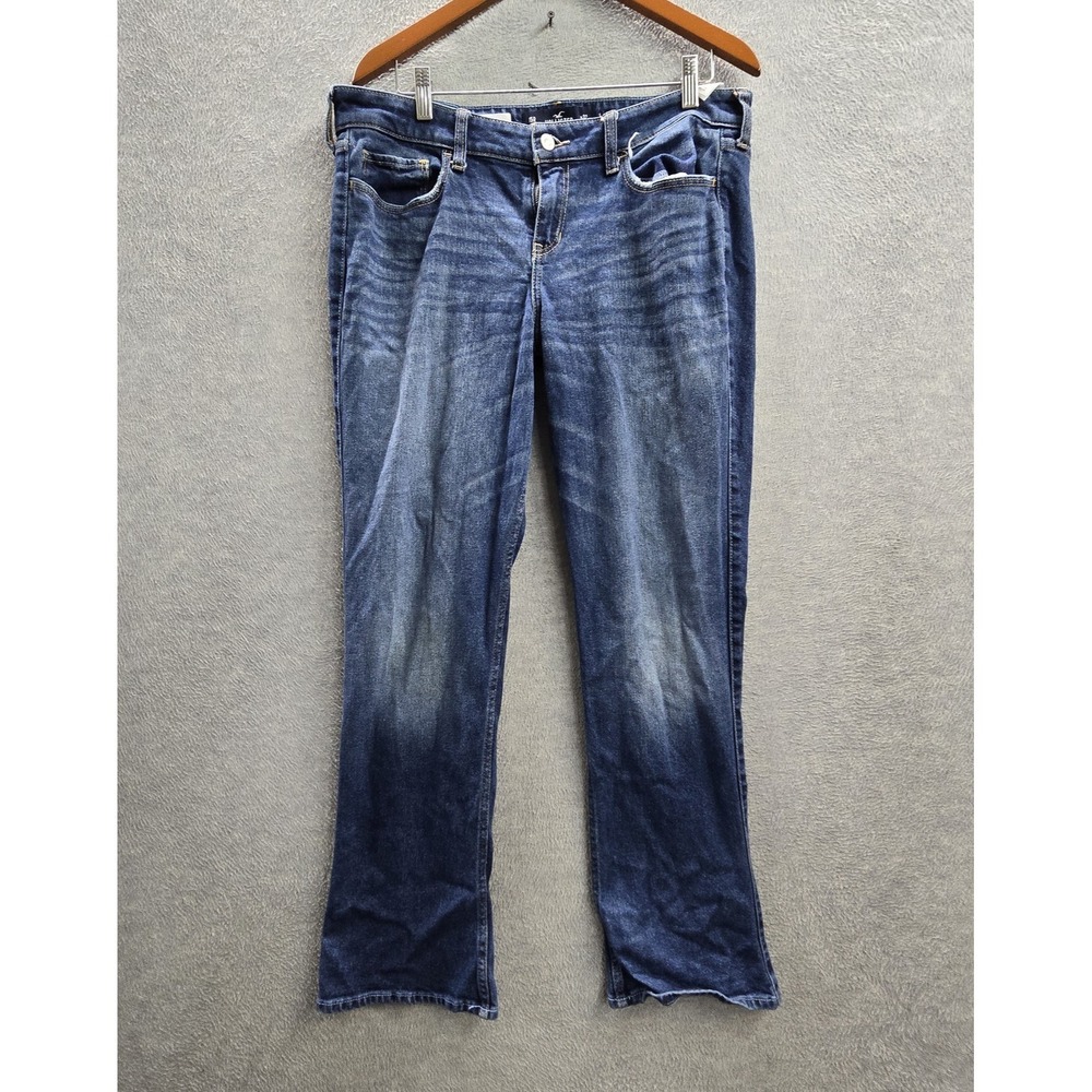Hollister Women Jeans 32x32 Blue Denim Low-Rise Boot Whisker Vintage Stretch